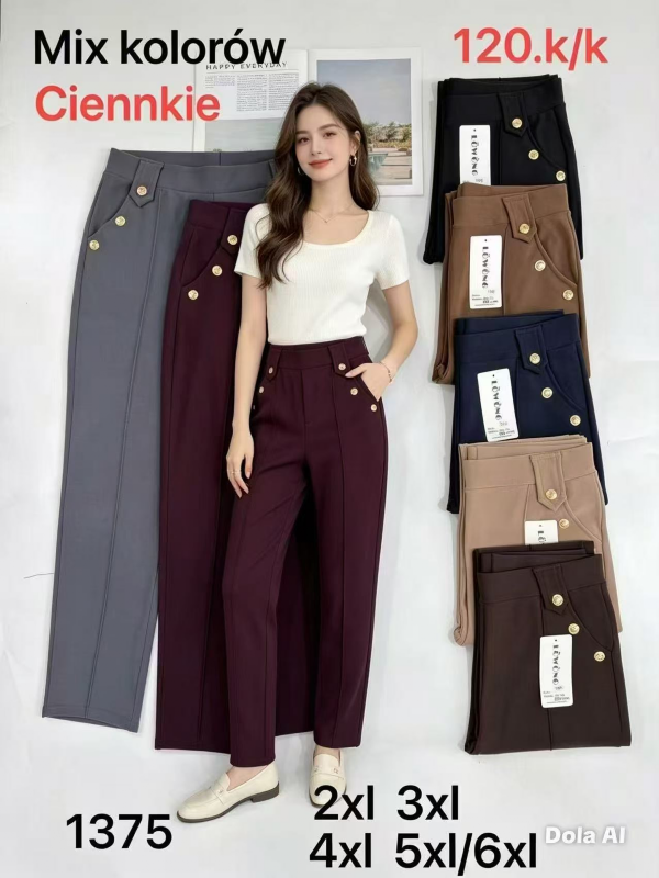 Spodnie damskie Roz 2XL-6XL, Mix Kolor Paczka 12 szt